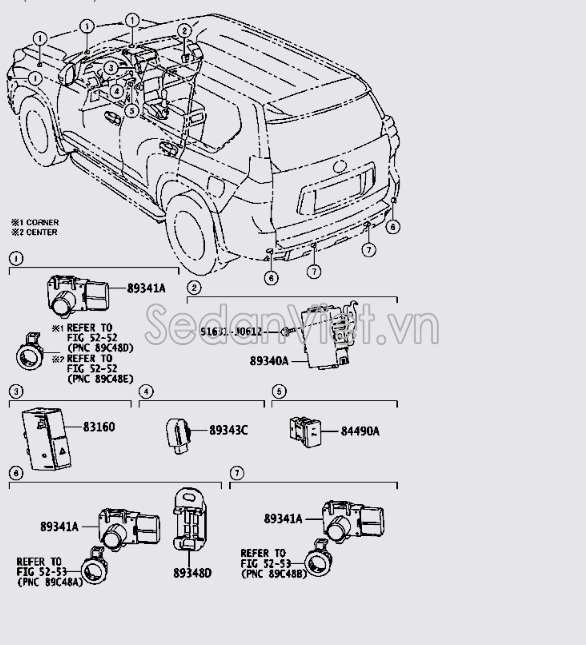 Vành đỡ cảm biến báo lùi sau Toyota Land Cruiser Prado 2009-2013