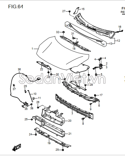 Cao su đệm nắp capo trước 72372M70F00000